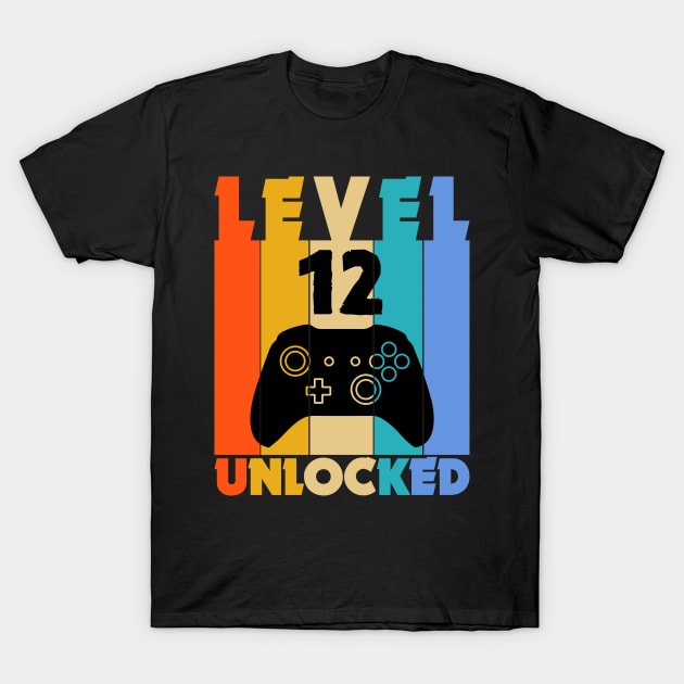 Level 12 Unlocked Funny Video Gamer Birthday Novelty T-Shirt T-Shirt by MekiBuzz Graphics